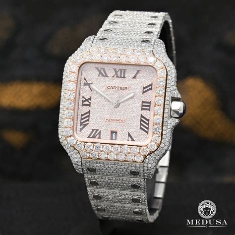 montre cartier santos diamant homme|cartier santos watch size guide.